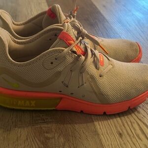 Nike Air Max Beige and Neon Orange Men's Shoes